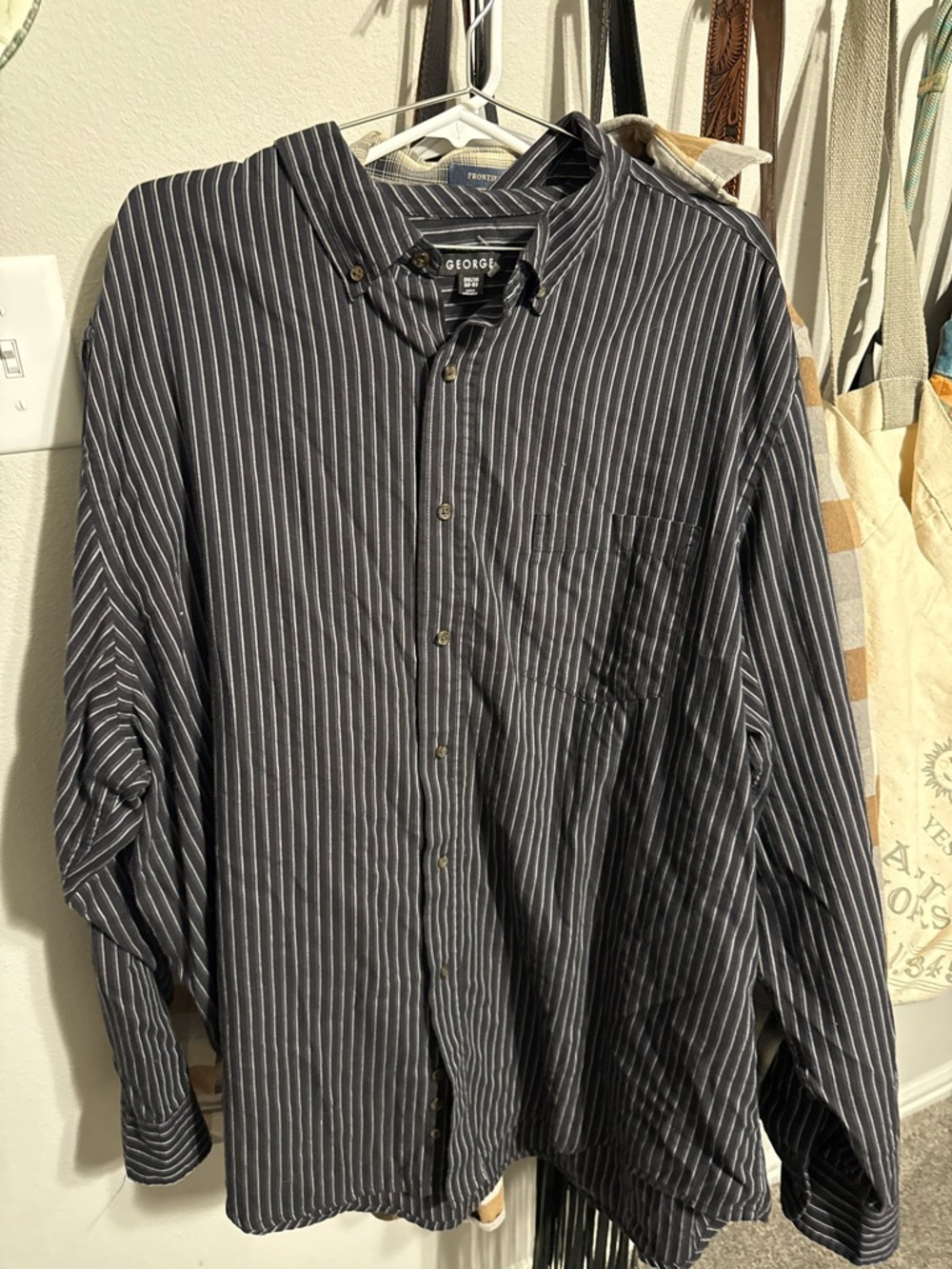 George Men’s Black Pinstripe Button-Down Shirt